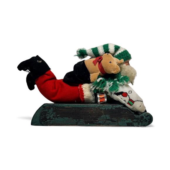 Rare Vintage 1996 Santa Sledding Custom Made 13.5” x 5”...